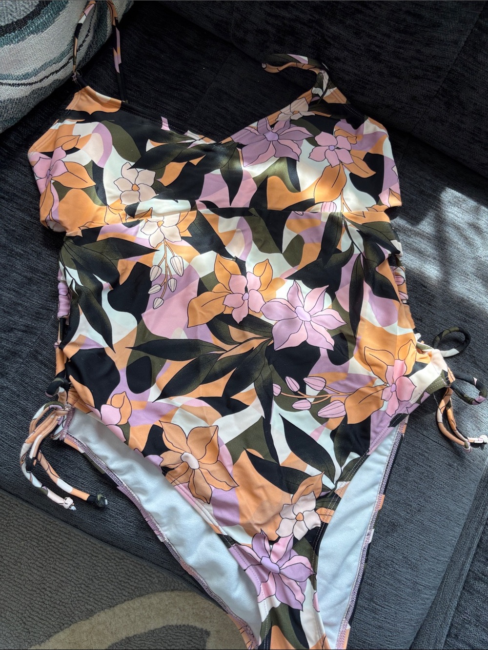 Salt + Cove Floral One-Piece Swimsuit in Peach, Lilac & Olive